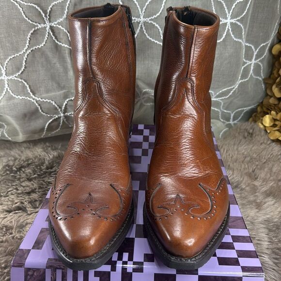 (Z3) Abilene Western Wingtip Zip Cutout Toe Boots Size 11.5 Men\'s main image 6